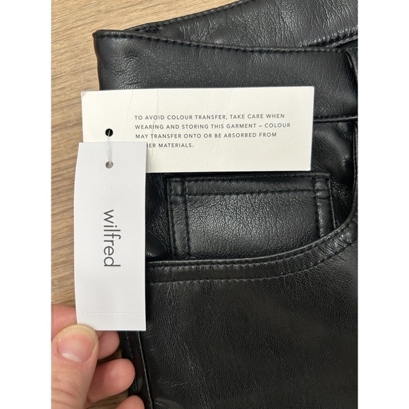 Wilfred Aritzia Melina Vegan Leather Pants Women 6 Black High Waist Straight Leg - Picture 9 of 10